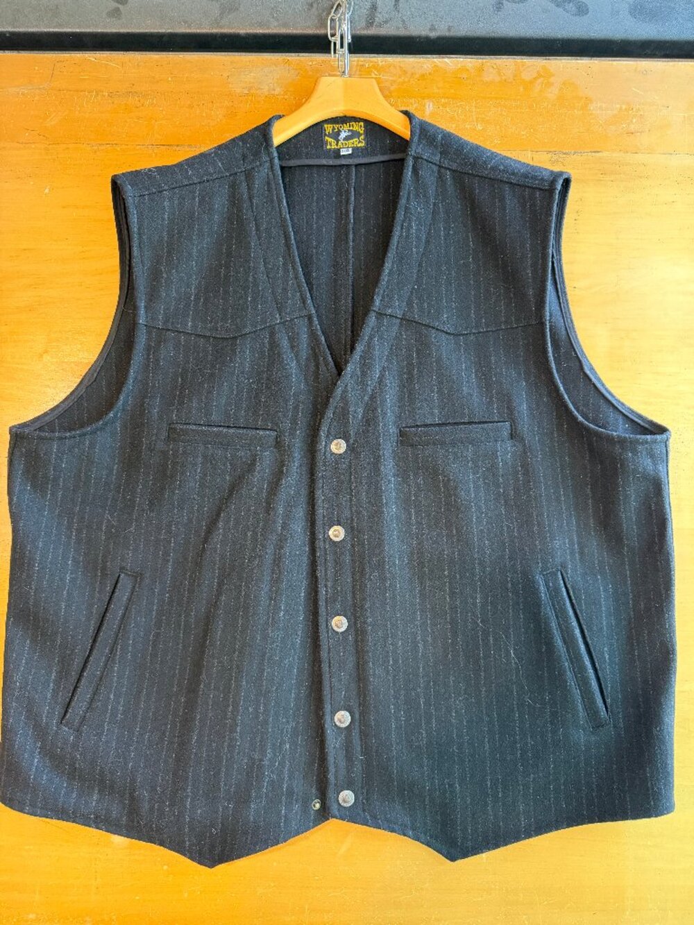 Wyoming Traders Conceal Carry Black Pinstripe Wool Vest Black 3XL